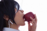 apple blouse chuunibyou_demo_h_shitai! chuunibyou_demo_koi_ga_shitai! cosplay eyepatch nagumo_tsubasa purple_hair school_uniform side_ponytail takanashi_rikka rating:Safe score:0 user:nil!