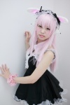 animal_ears bunny_ears collar cosplay dress headphones hiiragi_haruka nitro_super_sonic pink_hair ribbon_tie super_soniko wristband rating:Safe score:0 user:pixymisa