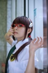 blouse cosplay glasses hairband maitako makinami_mari_illustrious neon_genesis_evangelion rebuild_of_evangelion school_uniform tie twintails rating:Safe score:0 user:pixymisa