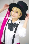 blonde_hair blouse bowtie cosplay crossplay gingamu kagamine_len ribbon shorts suspenders top_hat vocaloid rating:Safe score:0 user:pixymisa