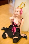 blonde_hair cleavage cosplay crown dress jin megurine_luka ribbons thighhighs vocaloid world_is_mine_(vocaloid) rating:Safe score:2 user:pixymisa