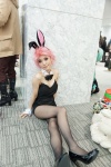 animal_ears anjyu black_legwear bodysuit bowtie bunny_ears bunny_outfit collar cosplay cuffs pantyhose pink_hair senryo zone-00 rating:Safe score:0 user:pixymisa