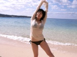beach bikini black_or_white blouse ocean sato_hiroko see-through side-tie_bikini swimsuit rating:Safe score:1 user:nil!