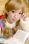 blonde_hair book bookbag cosplay glasses kodomo_no_jikan looking_over_glasses overalls turtleneck_sweater usa_mimi zero_inch rating:Safe score:1 user:nil!