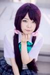 blouse bowtie cosplay green_eyes hair_scrunchies ichinomiya_kanna love_live!_school_idol_project pleated_skirt purple_hair skirt tojo_nozomi twintails rating:Safe score:0 user:pixymisa
