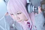 blouse cardigan cosplay headphones mizuhashi_uri nitro_super_sonic pink_hair super_soniko tie rating:Safe score:0 user:pixymisa