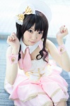 collar cosplay cuffs dress hairbow hat idolmaster idolmaster_cinderella_girls shimamura_uzuki tie tiered_skirt vest yuki_ringo rating:Safe score:0 user:pixymisa