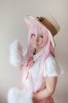 animal_ears blouse cat_ears cosplay enacat_(white_version) enako miniskirt original paw_gloves pink_hair skirt straw_hat twintails rating:Safe score:0 user:nil!