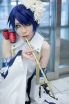blue_hair cosplay crossplay detached_sleeves dress_shirt houtou_singi kaito pipe trousers vocaloid rating:Safe score:1 user:Kryzz