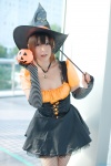 blouse cosplay fingerless_elbow_gloves fishnet_pantyhose jumper narihara_riku original pantyhose pumpkin wand witch_hat rating:Safe score:0 user:nil!