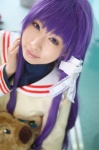 blazer botan_(clannad) clannad cosplay fujibayashi_kyou purple_hair sailor_uniform school_uniform stuffed_animal tenjou_ai rating:Safe score:0 user:nil!