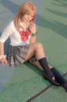 blouse cosplay kirinn orange_hair original pleated_skirt school_uniform skirt rating:Safe score:0 user:xkaras