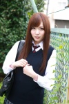 asakura_yu blouse bookbag dgc_0997 pleated_skirt school_uniform skirt sweater_vest rating:Safe score:0 user:nil!