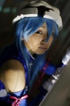 apron blue_hair cosplay detached_sleeves dress fingerless_gloves helmet lanlan_(lashinbang) lashinbang takahara_shigure rating:Safe score:0 user:nil!