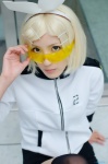 blonde_hair chamaro cosplay hairbow hair_clips kagamine_rin kuusou_palette_(vocaloid) shorts thighhighs track_jacket visor vocaloid rating:Safe score:1 user:nil!