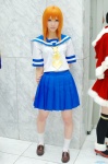 cosplay higurashi_no_naku_koro_ni orange_hair pleated_skirt rinami ryuuguu_rena sailor_uniform school_uniform skirt socks rating:Safe score:1 user:nil!