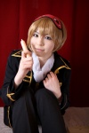 blonde_hair cosplay eyemask gintama katou_mari okita_sougo sausage uniform rating:Safe score:0 user:nil!