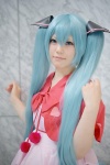 apron aqua_hair blue_eyes cosplay dress harumiya_yun hatsune_miku twintails vocaloid rating:Safe score:0 user:pixymisa