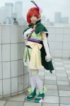 cape cosplay detached_sleeves dress hika hosokawa_gracia red_hair sengoku_musou thighhighs zettai_ryouiki rating:Safe score:0 user:nil!