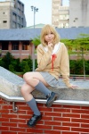 arihara_ayumi blonde_hair cosplay hatsukoi_limited miniskirt pleated_skirt sailor_uniform school_uniform skirt sweater umi rating:Safe score:1 user:pixymisa
