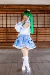 cosplay detached_sleeves green_hair kochiya_sanae lenfried miniskirt skirt socks touhou rating:Safe score:1 user:nil!