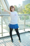 arata cosplay hair_clips hirasawa_yui k-on! pantyhose pleated_skirt skirt tshirt rating:Safe score:2 user:nil!