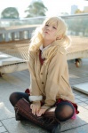 blonde_hair blouse boots cardigan cosplay kousaka_yun original pantyhose pleated_skirt school_uniform skirt twintails rating:Safe score:4 user:nil!
