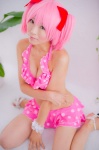 bikini_top cleavage cosplay hair_ribbons kaname_madoka mashiro_yuki miniskirt pink_hair puella_magi_madoka_magica skirt swimsuit twintails rating:Safe score:1 user:nil!