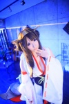 cleavage cosplay detached_sleeves hairband kantai_collection kimono kongou_(kantai_collection) pleated_skirt saku skirt rating:Safe score:0 user:nil!