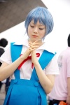 ayanami_rei blue_hair cosplay kanata neon_genesis_evangelion school_uniform suspenders rating:Safe score:0 user:nil!