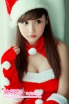 cleavage dress fingerless_gloves gloves lin_ketong santa_costume stocking_cap rating:Safe score:1 user:nil!