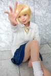 blonde_hair blouse cardigan cosplay ichigo_100 miniskirt namada nishino_tsukasa pleated_skirt school_uniform skirt socks tie rating:Safe score:0 user:darkgray