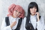 akitsu_honoka blouse cosplay inu_boku_secret_service jumper pink_hair pocky roromiya_karuta sakuramizu_rinnai shirakiin_ririchiyo twintails rating:Safe score:0 user:pixymisa