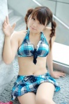 bikini cleavage cosplay miniskirt misaki original pantyhose skirt swimsuit twin_braids rating:Safe score:1 user:nil!