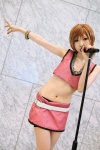 bra cosplay croptop default_costume meiko microphone midriff miniskirt momomiro_reku pantyhose shorts skirt vocaloid rating:Safe score:2 user:nil!