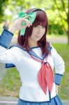 angel_beats! cosplay hairband hairbow mikado nakamura_yuri pleated_skirt sailor_uniform school_uniform skirt rating:Safe score:0 user:nil!
