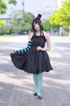 akiyama_mio arm_warmers cosplay dress dress_lift green_legwear kai_(ii) k-on! pantyhose top_hat rating:Safe score:0 user:nil!