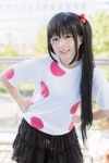 blouse cosplay hair_tie inami_yuri k-on! miniskirt nakano_azusa pleated_skirt ponytail skirt rating:Safe score:0 user:pixymisa