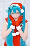 aqua_hair cosplay dress fuuka_(iv) gloves hatsune_miku santa_costume stocking_cap tagme_song twintails vocaloid rating:Questionable score:0 user:nil!