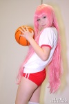 aimu basketball bloomers cosplay hakamada_hinata kneehighs pantyhose pink_eyes pink_hair ro-kyu-bu! sheer_legwear tshirt rating:Safe score:0 user:pixymisa