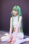 boots cc code_geass cosplay croptop green_hair houtou_singi midriff pantyhose shorts rating:Safe score:1 user:Log