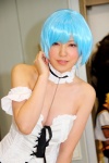 ayanami_rei blue_hair choker cosplay dress leash momosaki_asupurundo neon_genesis_evangelion pink_eyes rating:Safe score:1 user:pixymisa