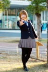 black_legwear blazer blouse cosplay hirasawa_yui k-on! pantyhose pleated_skirt ribbon_tie school_uniform skirt takanashi_maui rating:Safe score:0 user:pixymisa