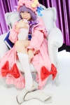 amatsuka_miyu boots cosplay glasses hat one-piece_swimsuit patchouli_knowledge purple_hair robe stocking_pull swimsuit thighhighs touhou rating:Safe score:1 user:nil!