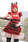 apron cleavage cosplay cyborg_nene dress heart_made_maid horns maid maid_uniform original red_hair thighhighs zettai_ryouiki rating:Safe score:0 user:nil!