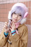 bow coat cosplay ear_muffs eko_(ii) glasses hat nagato_yuki purple_hair sailor_uniform scarf school_uniform suzumiya_haruhi_no_shoushitsu rating:Safe score:2 user:pixymisa