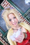 bed blonde_hair cape cosplay detached_sleeves dissidia_final_fantasy dress final_fantasy hairbow noa ponytail tina_branford rating:Safe score:0 user:nil!