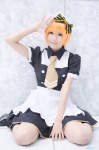 apron blouse cosplay hairbow hoshizora_rin kneesocks love_live!_school_idol_project maid maid_uniform miniskirt nagisa_mark-02 orange_hair skirt rating:Safe score:0 user:nil!