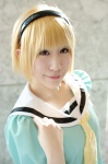 blonde_hair cosplay hairband higurashi_no_naku_koro_ni houjou_satoko sailor_uniform saki school_uniform rating:Safe score:0 user:nil!