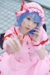 blouse blue_hair cosplay hat remilia_scarlet skirt touhou wings wristband yukki rating:Safe score:1 user:pixymisa